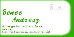 bence andresz business card